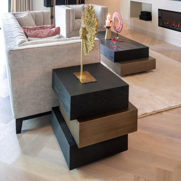 Bijzettafel Hout En Goud 6 Bijzettafel Hout En Goud - Afbeelding 6