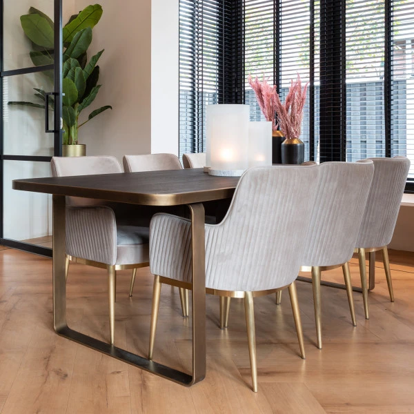 Eettafel Zwart Met Gouden Rand 2 Eettafel Zwart Met Gouden Rand - Afbeelding 2