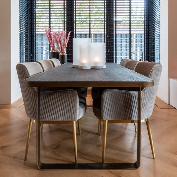 Eettafel Zwart Met Gouden Rand 4 Eettafel Zwart Met Gouden Rand - Afbeelding 4