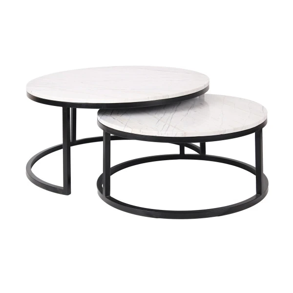 Ronde Salontafels Wit Marmer 2 Ronde Salontafels Wit Marmer - Afbeelding 2