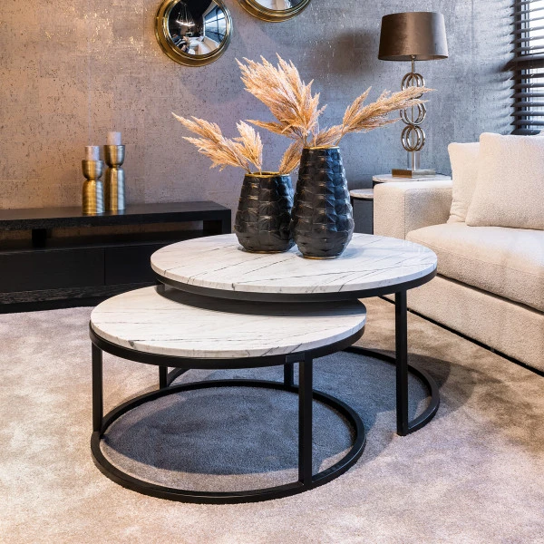 Ronde Salontafels Wit Marmer 3 Ronde Salontafels Wit Marmer - Afbeelding 3