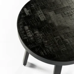Ronde Bijzettafel Zwart Teak Hout 7 Ronde Bijzettafel Zwart Teak Hout -VTwonen Verkoopwinkel ronde bijzettafel zwart teak hout black teak bodio 02