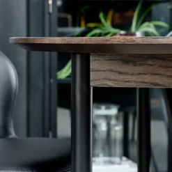 Ronde Eettafel Donkerbruin -VTwonen Verkoopwinkel ronde eettafel donkerbruin bodio curb 04