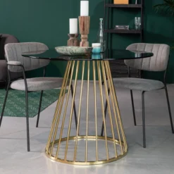 Ronde Eettafel Glas Met Goud