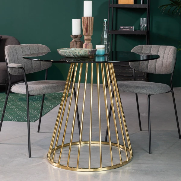 Ronde Eettafel Glas Met Goud 1 Ronde Eettafel Glas Met Goud