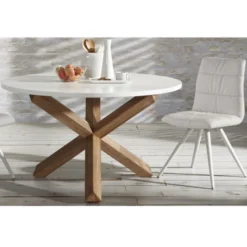 Ronde Eettafel Wit Met Eiken -VTwonen Verkoopwinkel ronde eettafel laforma nori 04 800x800 1