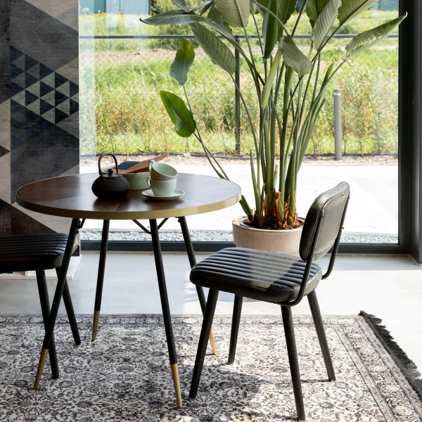 Ronde Eettafel Walnoot En Messing 2 Ronde Eettafel Walnoot En Messing - Afbeelding 2