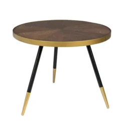 Ronde Salontafel Walnoot En Goud