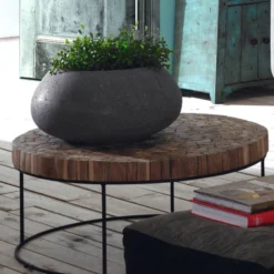 Salontafel Met Stukjes Hout -VTwonen Verkoopwinkel ronde salontafel hout laforma olos 03 800x800 1