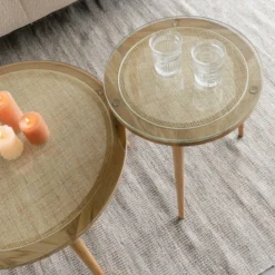 Ronde Salontafel Rotan Met Glasplaat -VTwonen Verkoopwinkel ronde salontafel rotan met glasplaat haru bodio 06
