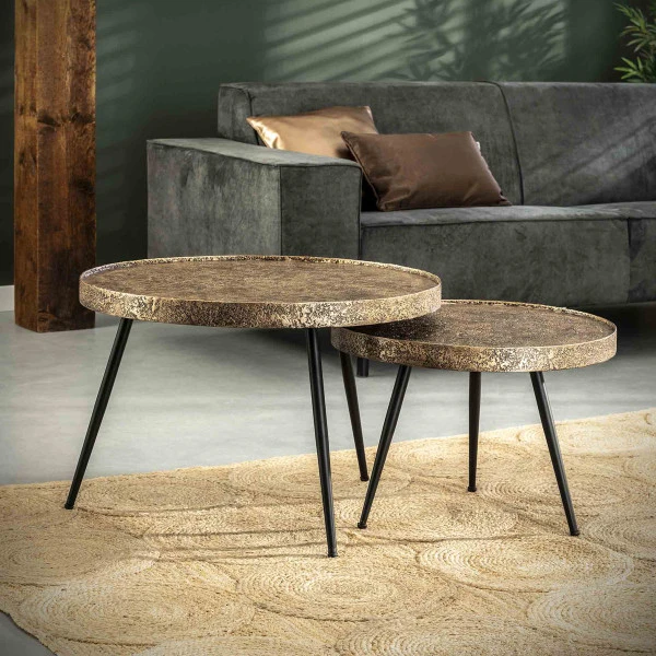 Bronzen Salontafel Set Rond 2 Bronzen Salontafel Set Rond - Afbeelding 2