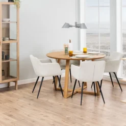 Ronde Tafel Van Eiken Fineer -VTwonen Verkoopwinkel ronde tafel van eiken fineer eirun bodio 03