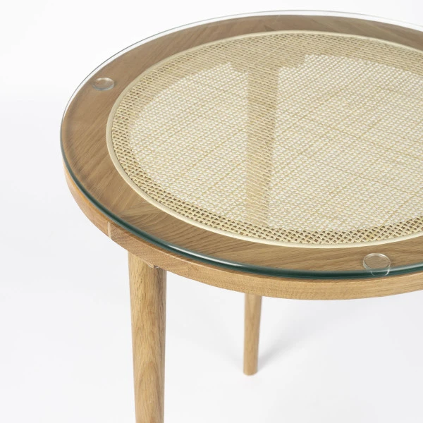 Rotan Bijzettafel Met Glasplaat 2 Rotan Bijzettafel Met Glasplaat - Afbeelding 2