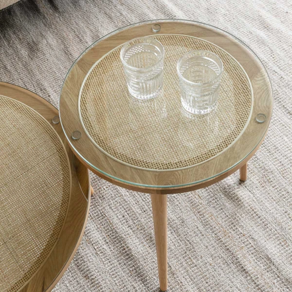 Rotan Bijzettafel Met Glasplaat 3 Rotan Bijzettafel Met Glasplaat - Afbeelding 3