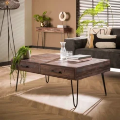 Salontafel Ingelegd Hout Greywash