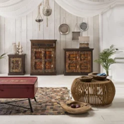 Rotan Salontafel Met Teak 80 Cm -VTwonen Verkoopwinkel salontafel rotan en teak 60 cm rattan lavis 01 1