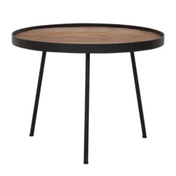 Salontafel Rond Teak Met Zwarte Rand