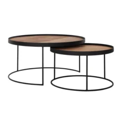 Salontafelset Teak En Metaal