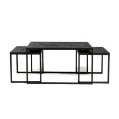 Salontafelset Van Zwart Teak Hout