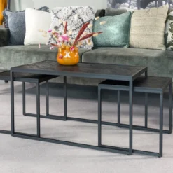 Salontafelset Van Zwart Teak Hout -VTwonen Verkoopwinkel salontafelset van zwart teak hout black teak bodio 05