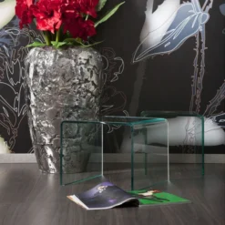 Set Van Drie Glazen Bijzettafels -VTwonen Verkoopwinkel set van drie glazen bijzettafels kare design clear club 05