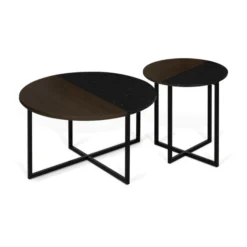 Tafeltje Walnoot En Zwart Marmer -VTwonen Verkoopwinkel temahome sonata tafeltje walnoot en zwart marmer 01