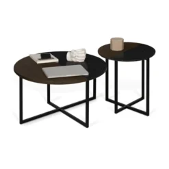 Tafeltje Walnoot En Zwart Marmer -VTwonen Verkoopwinkel temahome sonata tafeltje walnoot en zwart marmer 02