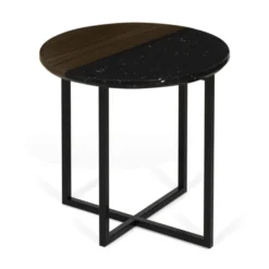 Tafeltje Walnoot En Zwart Marmer -VTwonen Verkoopwinkel temahome sonata tafeltje walnoot en zwart marmer 03