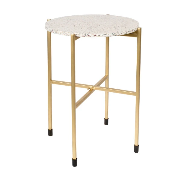 Terrazzo Bijzettafel Met Messing 1 Terrazzo Bijzettafel Met Messing