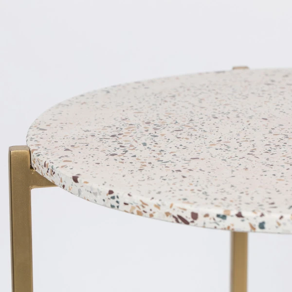Terrazzo Bijzettafel Met Messing 2 Terrazzo Bijzettafel Met Messing - Afbeelding 2