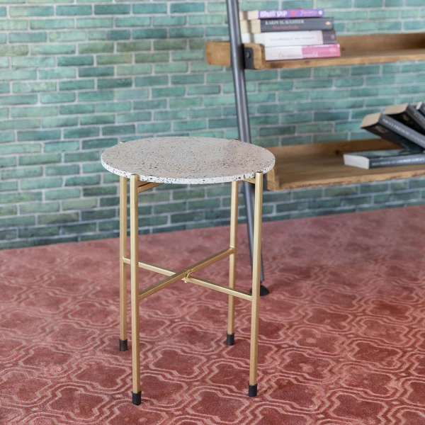 Terrazzo Bijzettafel Met Messing 4 Terrazzo Bijzettafel Met Messing - Afbeelding 4