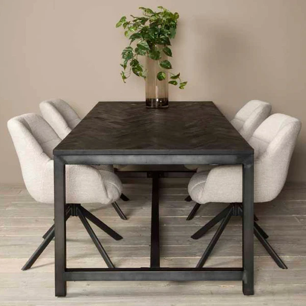 Zwarte Vissengraat Eettafel 1 Zwarte Vissengraat Eettafel