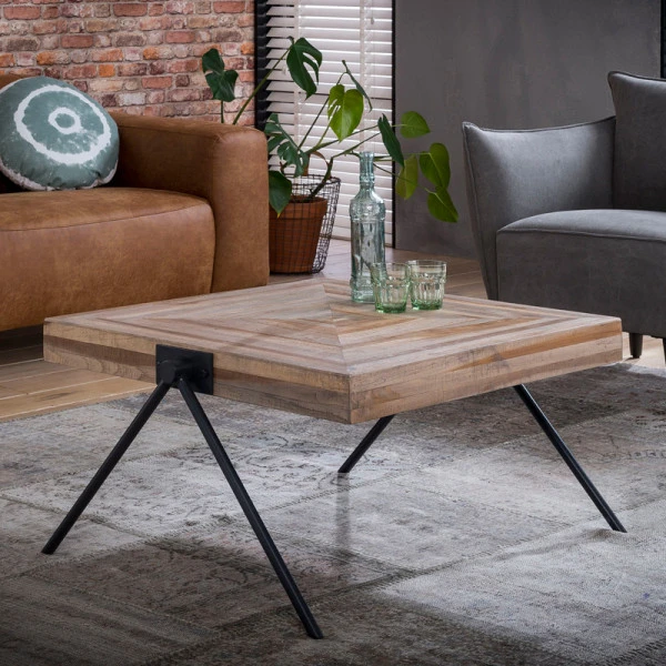 Vierkante Salontafel Teakhout 2 Vierkante Salontafel Teakhout - Afbeelding 2