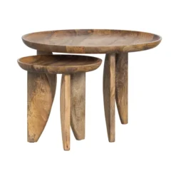 VTwonen Bijzettafelset Mangohout -VTwonen Verkoopwinkel vtwonen high heels bijzettafelset mangohout naturel 04 1
