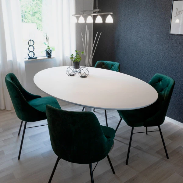 Ovale Eettafel Trompetvoet 1 Ovale Eettafel Trompetvoet