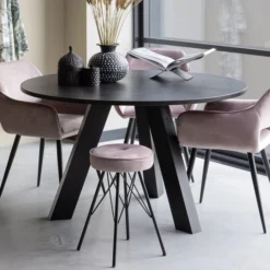 WOOOD Ronde Eettafel Zwart Hout