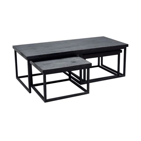 Zwarte Salontafelset Hout 2 Zwarte Salontafelset Hout - Afbeelding 2