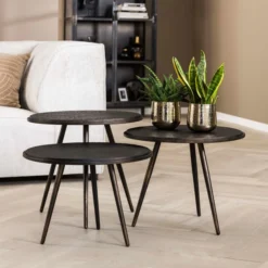 Zwarte Salontafelset Metallic